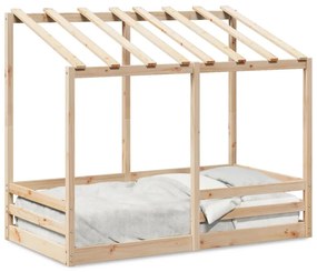tömör fenyőfa gyerekágy tetővel 70 x 140 cm