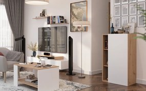 Nappali fal, fehér/artisan tölgy, MILONA