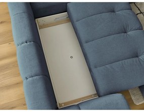 Kék kinyitható-tárolóhelyes sarokkanapé (jobb oldali-L alakú) Fuji – Bobochic Paris