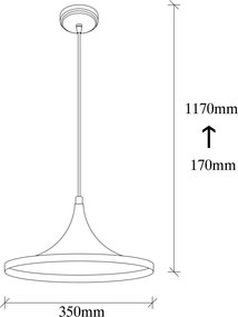 Elmas 3531 fekete-piros fém függőlámpa, Ø35 cm