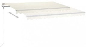 krémszínű kézzel kihúzható LED-es napellenző 4x3 m