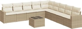 vidaXL 10 részes bézs polyrattan kerti ülőgarnitúra párnával