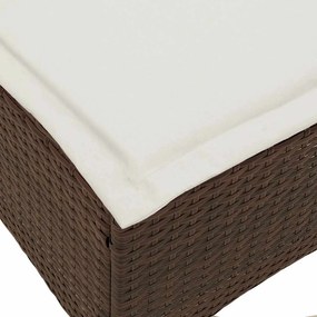 3 részes barna polyrattan kerti ülőgarnitúra párnával L-alakú