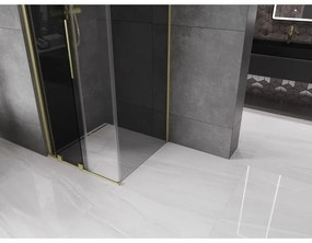 Mexen Velar, tolóajtós zuhanykabin 120 x 120 cm, 8mm szürke üveg, arany matt, 871-120-120-41-55