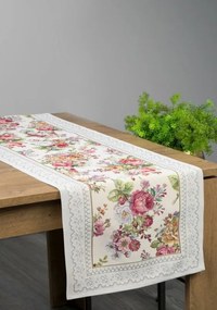 Virágmintás gobelin asztali futó Világosszürke 40x100 cm +/- 5%
