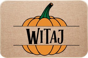 Lábtörlő lenvászonból Ősz Halloween tök Hello Welcome