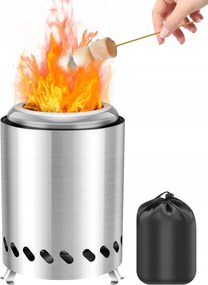 Füstmentes kandalló hordozható pellet tűztér, fa- Ezüst