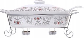 Kerámia ételmelegítő 2.8L hőálló edény ovális ezüst