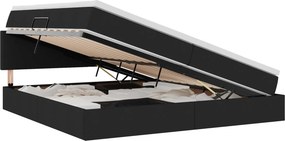 vidaXL Ágy tárolóval és matraccal Fekete 200 x 200 cm Faanyag