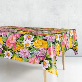 Cerata Vastag Abrosz Fekete Színes Virágokkal 130x140