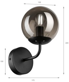 Brilagi - MALIVA fali lámpa 1xE14/15W/230V fekete/füstszínű