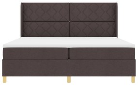 Boxspring Ágy Matracokkal Sötétbarna, 200x200 cm Szövetben