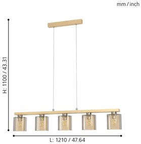Eglo 901292 - CASTRALVO kábeles csillár 5xE27/28W/230V
