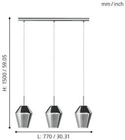 Eglo 96774 - Függeszték MURMILLO 3xE27/28W/230V