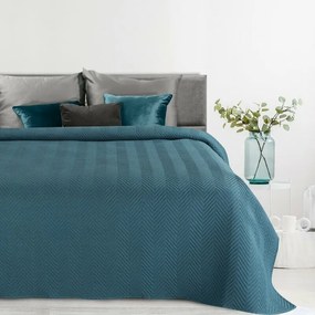 Len3 kék ágytakaró vászon szerkezetű préselt mintás 200x220 cm