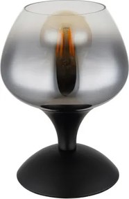 Globo 15548T2 Asztali lámpa fém fekete matt, füstszínű/átlátszó színátmenetes üveg búra, fekete textil kábel, billenőkapcsoló a kábelen, ø: 150mm, M: 205mm, kábel hossza 1500mm, 1x E27 40W 230V izzó nélkül