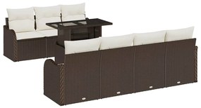 vidaXL Kerti Kanapé Szett párnával tárolóval 8 pcs Barna Poly Rattan