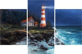 Kép - világítótorony az óceán partján, akvarell (90x60 cm)