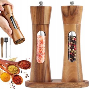 Kézi Bors- És Sódaráló Fa Állítható Alappal 2 Db-os Szett