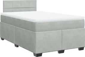vidaXL világosszürke bársony rugós ágy matraccal 120 x 190 cm