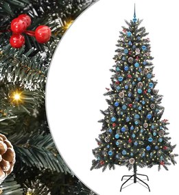 vidaXL Mű karácsonyfa 300 LED-del Zöld 240 cm PVC és Műanyag és Acél