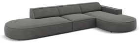 Szürke bársony sarokkanapé (jobb oldali) Jodie - Micadoni Home