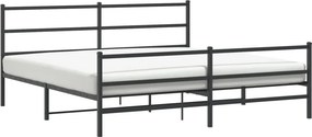 vidaXL fekete fém ágykeret fej- és lábtámlával 180 x 200 cm