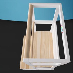 PLAY tanulótorony fenyőfa, 93x56x49cm, fehér/natúr barna Spielwerk