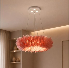 BRILAGI - LED csillár zsinóron FEATHER 3xE27/40W/230V + 3xLED/3W, átmérő 50 cm, rózsaszín