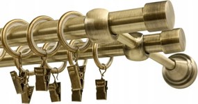 Dupla Fém Függönykarnis 16 mm Arany Antik 140 cm