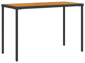 fekete polyrattan akácfa lapos kerti asztal 115x54x74 cm