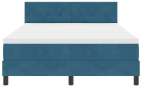 Boxspring Ágy Mattal &amp; LED Sötétkék 160x200 cm Bársonyos