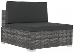 3 részes szürke polyrattan kerti kanapészett párnákkal