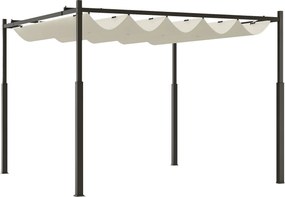 Outsunny Pergola Pavilon 3x3 m Vízálló Kihúzható Rugalmas Tetővel, Pavilon a Kert Terasz Erkély Veranda Patióra medencénk külsején, Fém Struktúrával,