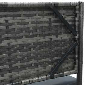 L-alakú szürke polyrattan kerti kanapé asztallal és párnákkal