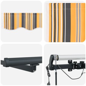 Automatikus Behúzható Napernyő LED Multiszínű Csíkkal 450x300 cm