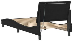 fekete bársony ágykeret LED-ekkel matrac nélkül Hanko 90 x 200 cm