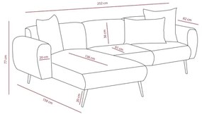 PISA L-alakú sarokgarnitúra, krémszínű, balos