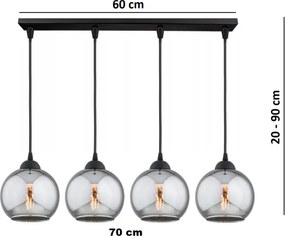 Brilagi - Kábelre függesztett DIOR csillár 4xE27/60W/230V fekete/füstszürke