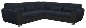 Kihúzható, L alakú, balos sarok ülőgarnitúra tárolórekesszel VISEU antracit/fekete