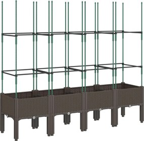 vidaXL barna polipropilén rácsos kerti ültetőláda 160 x 40 x 142,5 cm
