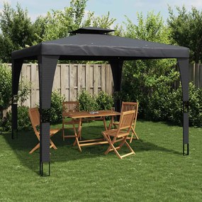 antracitszürke acél dupla tetős pavilon 3,98 x 2,98 m