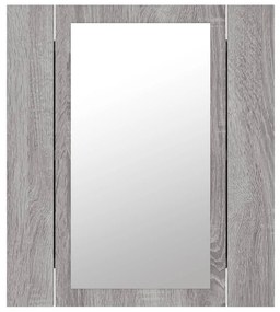 szürke sonoma szerelt fa tükrös szekrény LED-del 40x12x45 cm
