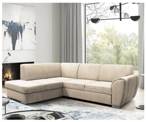 SERPA balos L alakú kihúzható sarokkanapé tárolóval, bézs