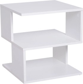 HOMCOM Kávézóasztal Éjjeli Székasztal 2-Szintes Polccal nappaliba, hálószobába, könyvtárba 40x40x43 cm Fehér | Aosom