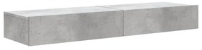 2 db betonszürke TV-szekrény LED-lámpákkal 60x35x15,5 cm