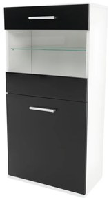 Nappali sor LED világítással, fehér/fekete- extra magas fényű HG, LEO