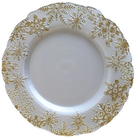 Fehér arany üveg karácsonyi tányér 33cm