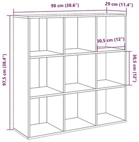 antik fa színű könyvszekrény 98 x 29 x 97,5 cm