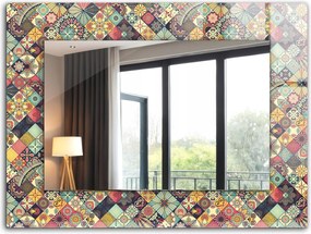 Dekoratív fali tükör nyomott mintás dekoráció 80x60 Színes patchwork minták